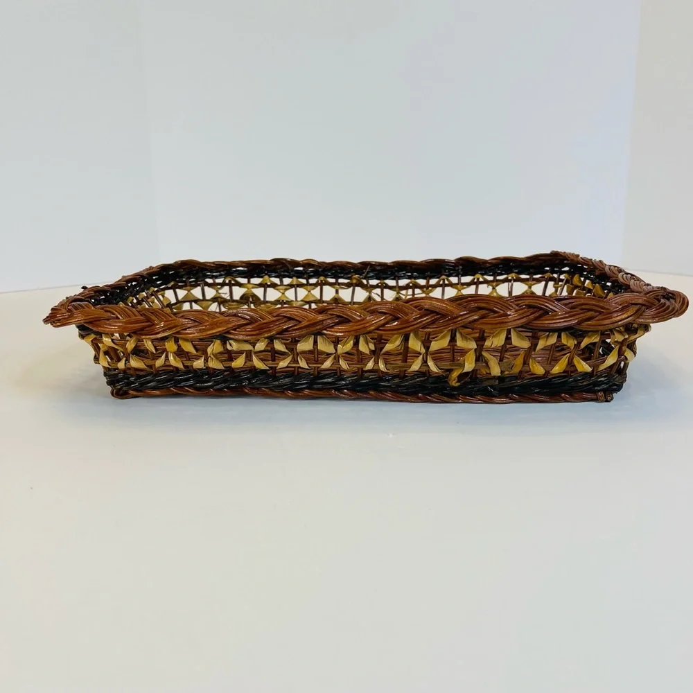 Rectangle Shallow Basket About 14.5” x 9.5” x 2” Good for Bread, Entrywa…